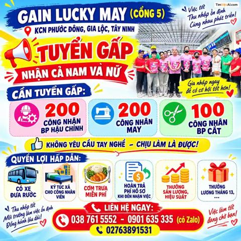 Tuyển gấp nhân cả nam và nữ