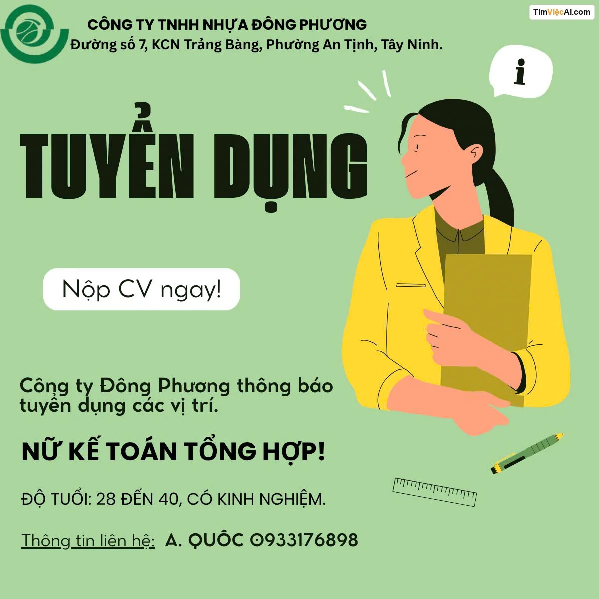 Nữ kế toán tổng hợp
